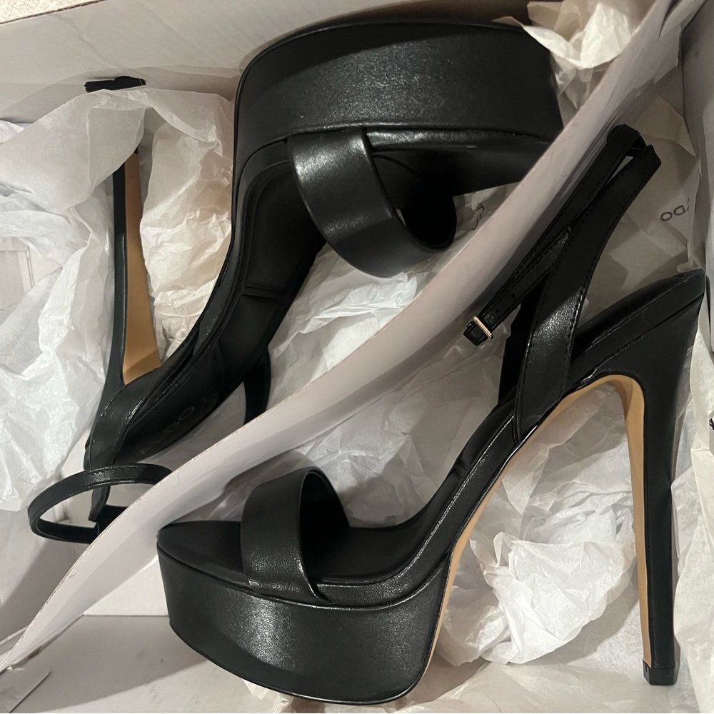Aldo Xandra Black Platform Heel Sandals - Picture 4 of 5